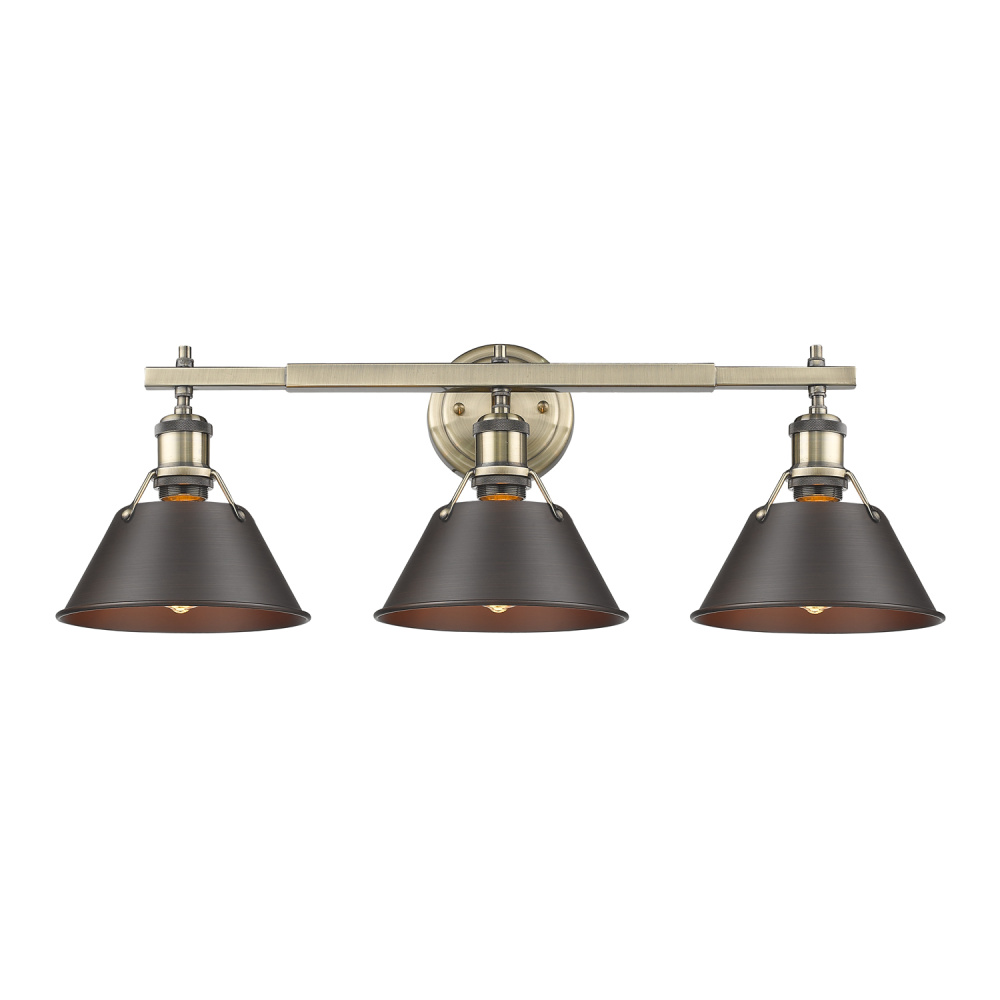 Yep by Golden Lighting Orwell 3-light Vanity in Aged Brass and Rubbed Bronze shade